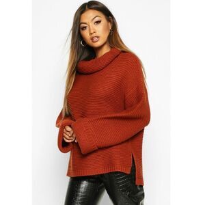 Boohoo Split Side Seam Long Sleeve Cowl Neck Oversized Jumper Sweater Size S